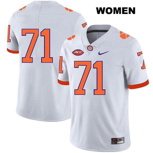 Women's Clemson Tigers #71 Jordan McFadden Stitched White Legend Authentic Nike No Name NCAA College Football Jersey OJL8646XI